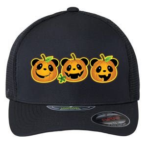 Halloween Panda Pumpkins Flexfit Unipanel Trucker Cap