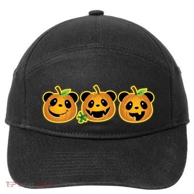 Halloween Panda Pumpkins 7-Panel Snapback Hat