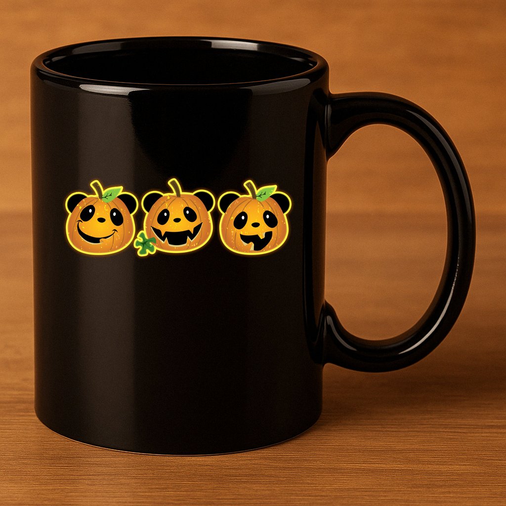 Halloween Panda Pumpkins 11oz C Handle Ceramic Mug