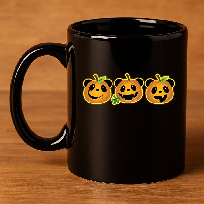 Halloween Panda Pumpkins 11oz C Handle Ceramic Mug