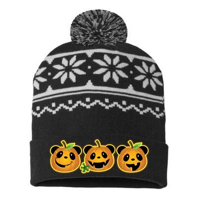 Halloween Panda Pumpkins USA-Made Snowflake Beanie