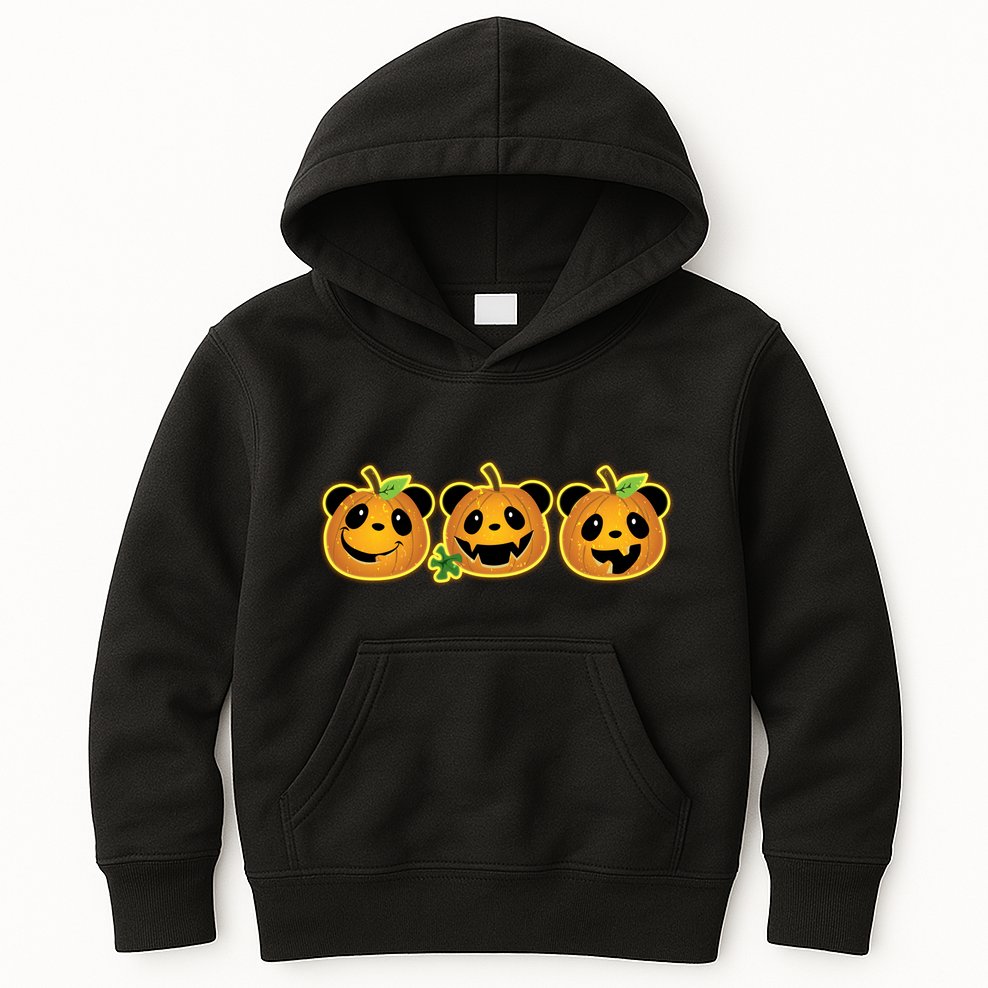 Halloween Panda Pumpkins Kids Hoodie
