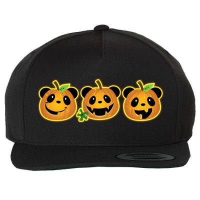 Halloween Panda Pumpkins Wool Snapback Cap