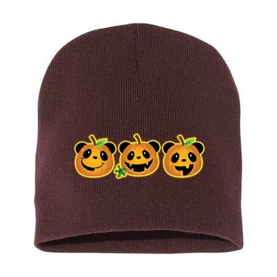 Halloween Panda Pumpkins Short Acrylic Beanie