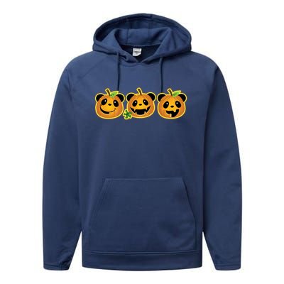 Halloween Panda Pumpkins Performance Fleece Hoodie