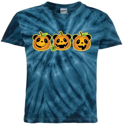 Halloween Panda Pumpkins Kids Tie-Dye T-Shirt