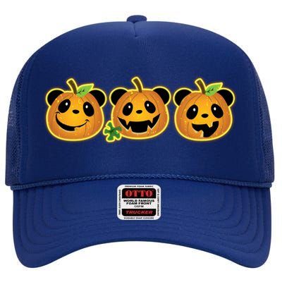 Halloween Panda Pumpkins High Crown Mesh Back Trucker Hat