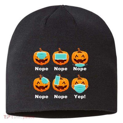 Halloween Pandemic Pumpkin Mask Funny Cute Sustainable Beanie