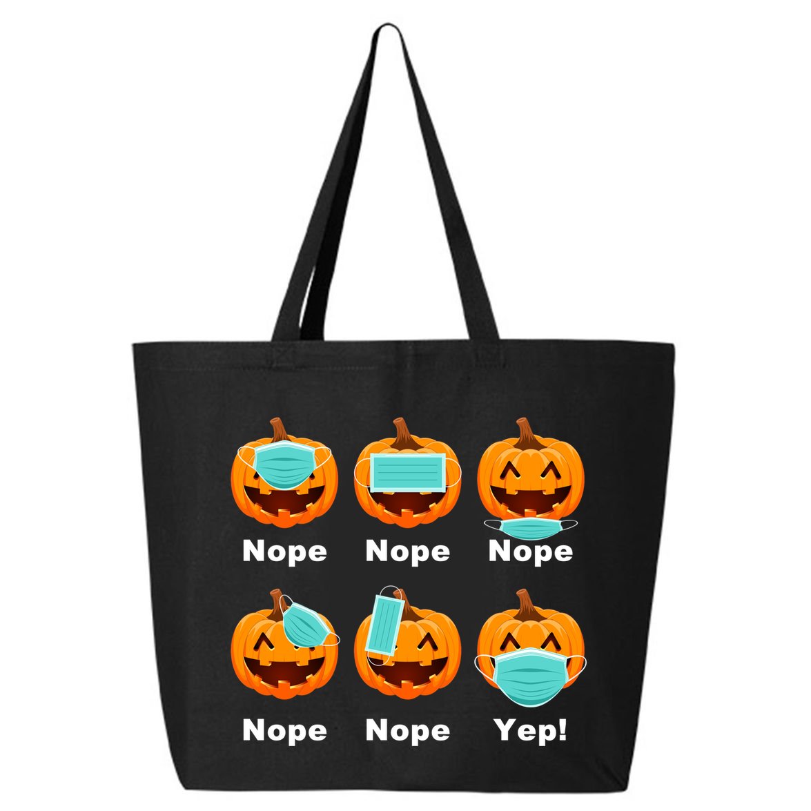 Halloween Pandemic Pumpkin Mask Funny Cute 25L Jumbo Tote
