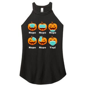 Halloween Pandemic Pumpkin Mask Funny Cute Women's Perfect Tri Rocker Tank