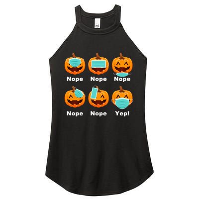 Halloween Pandemic Pumpkin Mask Funny Cute Women's Perfect Tri Rocker Tank