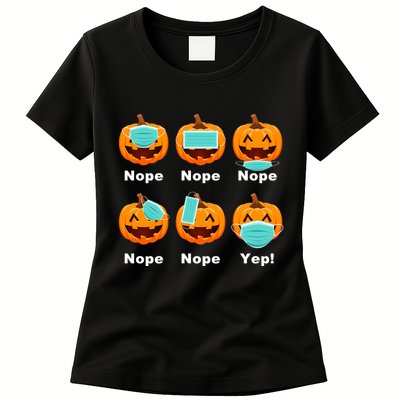 Halloween Pandemic Pumpkin Mask Funny Cute Womens T-Shirt