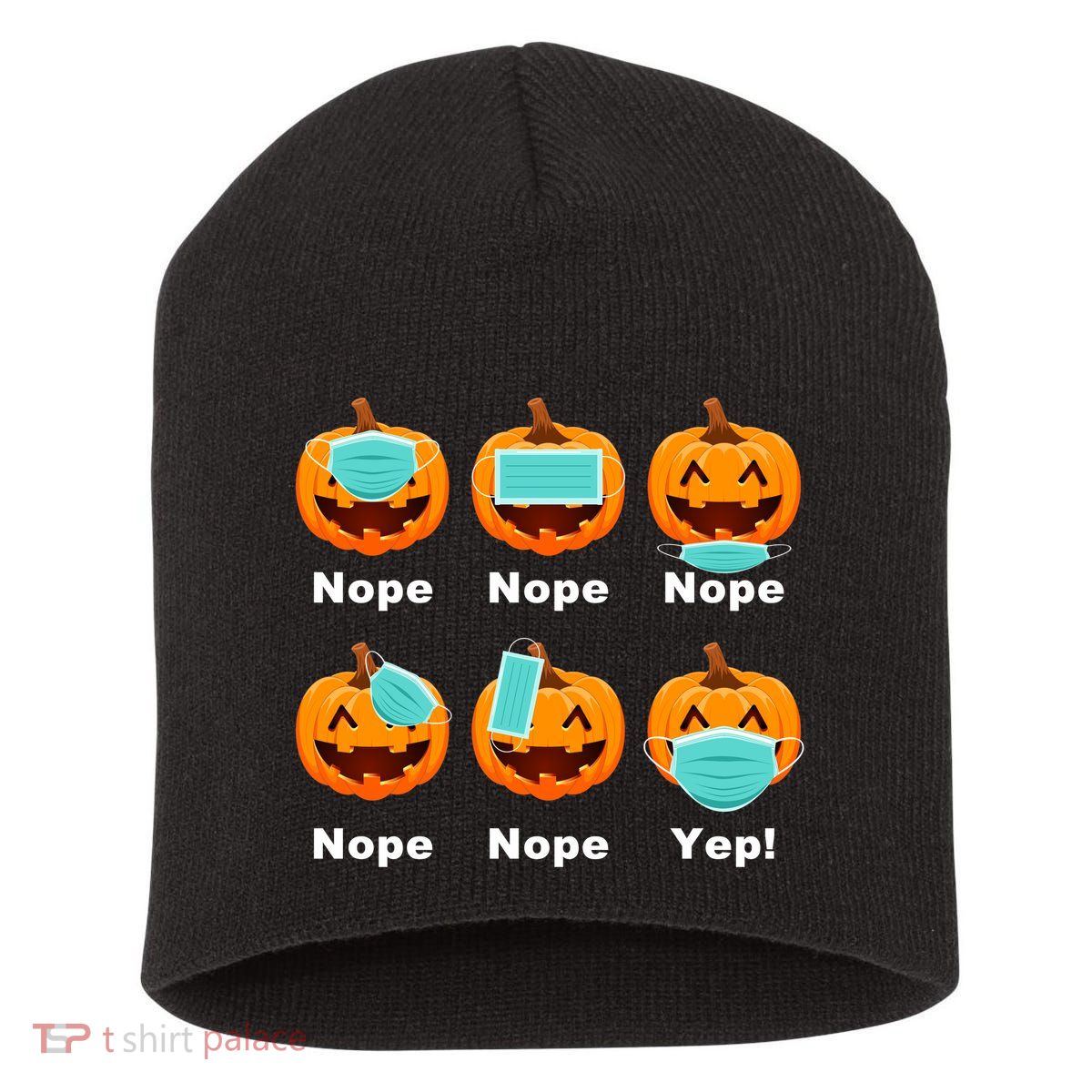 Halloween Pandemic Pumpkin Mask Funny Cute Short Acrylic Beanie