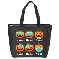 Halloween Pandemic Pumpkin Mask Funny Cute Zip Tote Bag