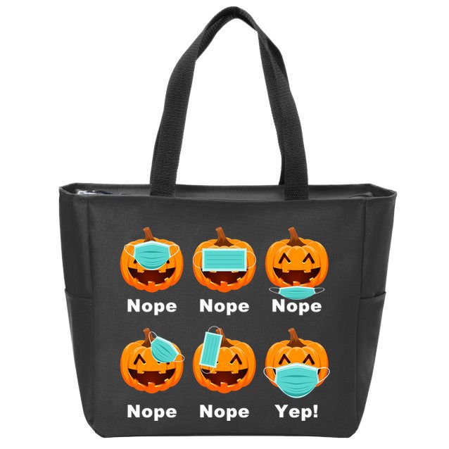 Halloween Pandemic Pumpkin Mask Funny Cute Zip Tote Bag