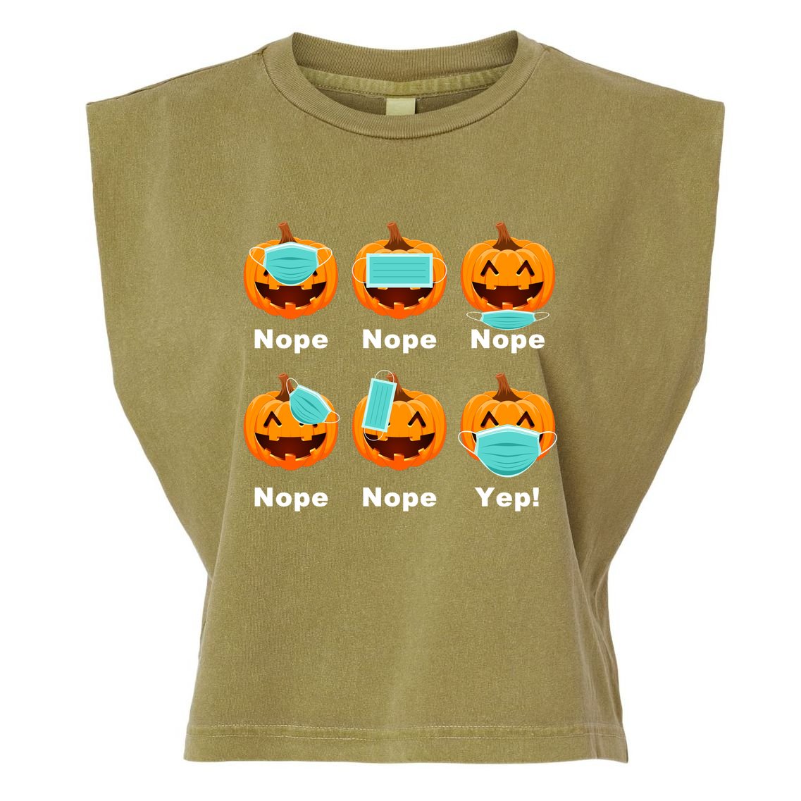 Halloween Pandemic Pumpkin Mask Funny Cute Garment-Dyed Women's Muscle Tee