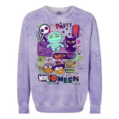 Halloween Party Doodles Colorblast Crewneck Sweatshirt