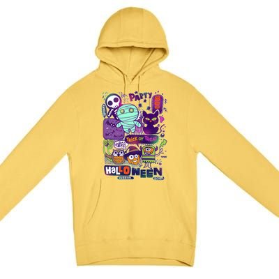 Halloween Party Doodles Premium Pullover Hoodie