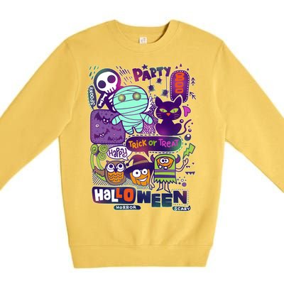 Halloween Party Doodles Premium Crewneck Sweatshirt