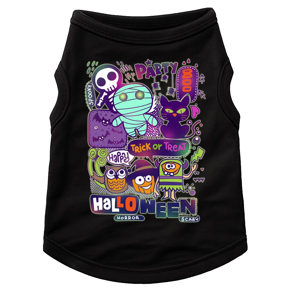 Halloween Party Doodles Doggie Tank