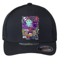 Halloween Party Doodles Flexfit Unipanel Trucker Cap