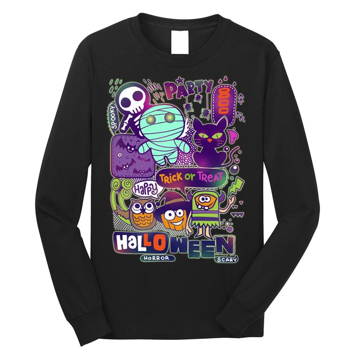 Halloween Party Doodles Long Sleeve Shirt