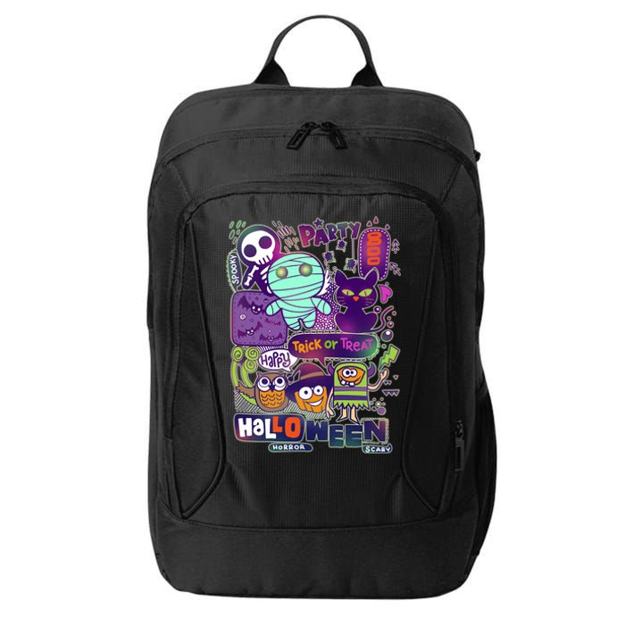 Halloween Party Doodles City Backpack