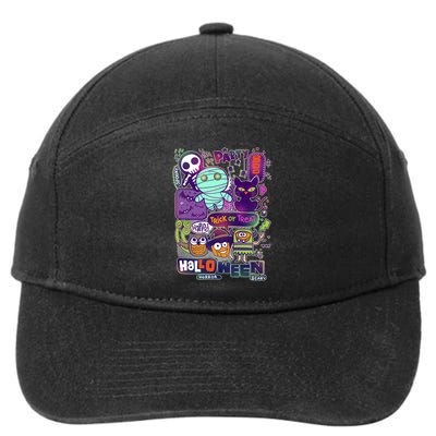 Halloween Party Doodles 7-Panel Snapback Hat