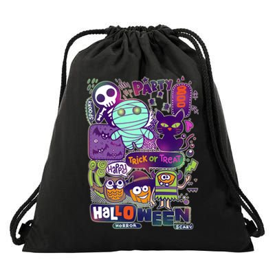 Halloween Party Doodles Drawstring Bag