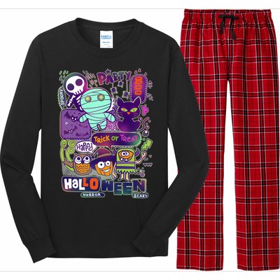 Halloween Party Doodles Long Sleeve Pajama Set