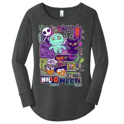 Halloween Party Doodles Women's Perfect Tri Tunic Long Sleeve Shirt