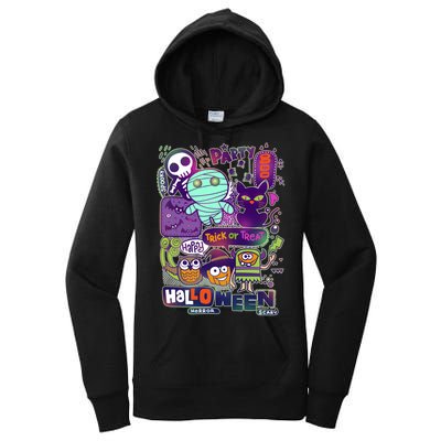 Halloween Party Doodles Women's Pullover Hoodie