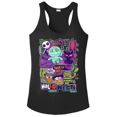 Halloween Party Doodles Ladies PosiCharge Competitor Racerback Tank