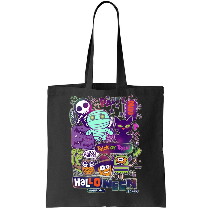 Halloween Party Doodles Tote Bag