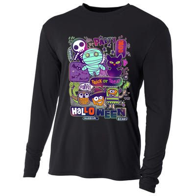 Halloween Party Doodles Cooling Performance Long Sleeve Crew