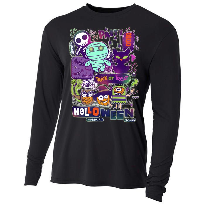 Halloween Party Doodles Cooling Performance Long Sleeve Crew