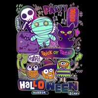Halloween Party Doodles Cooling Performance Long Sleeve Crew