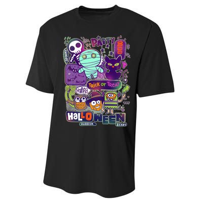 Halloween Party Doodles Performance Sprint T-Shirt