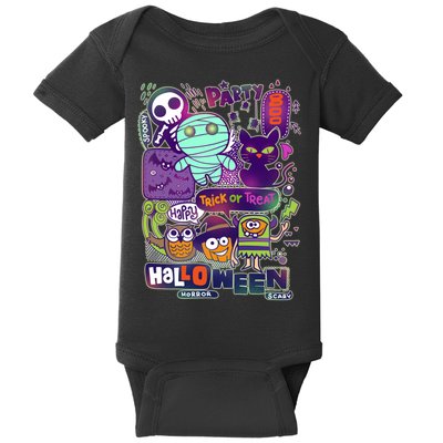 Halloween Party Doodles Baby Bodysuit