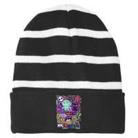 Halloween Party Doodles Striped Beanie with Solid Band