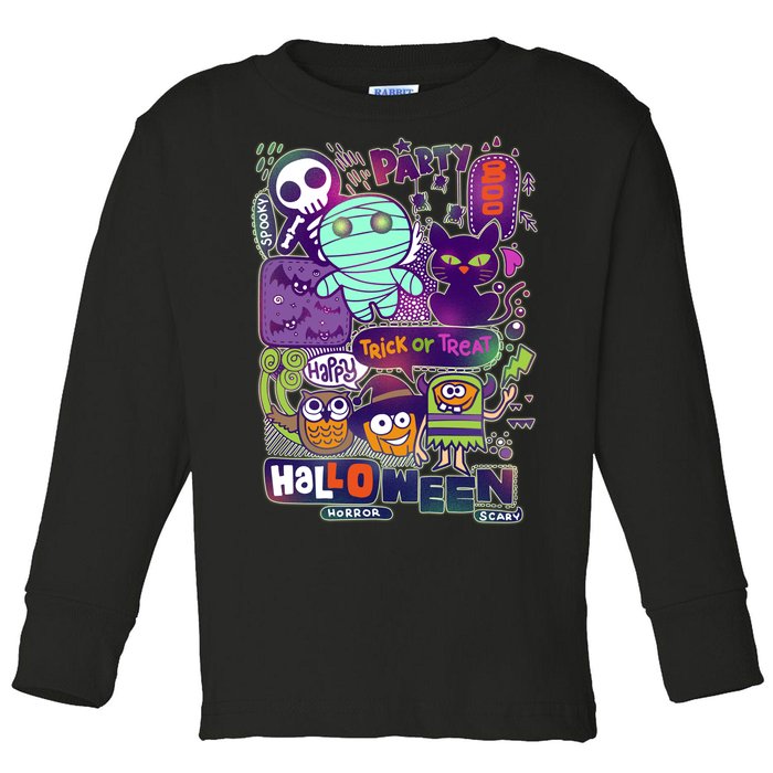 Halloween Party Doodles Toddler Long Sleeve Shirt