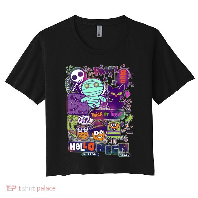 Halloween Party Doodles Crop Top