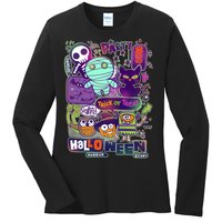 Halloween Party Doodles Ladies Long Sleeve Shirt