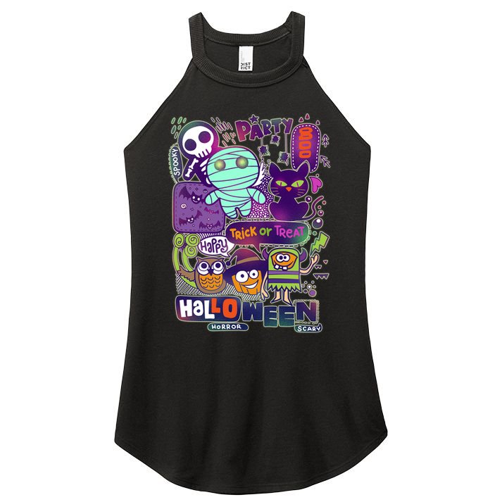 Halloween Party Doodles Women's Perfect Tri Rocker Tank