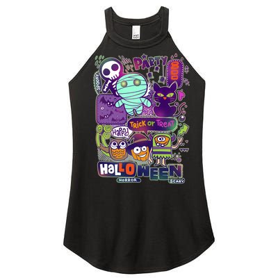 Halloween Party Doodles Women's Perfect Tri Rocker Tank