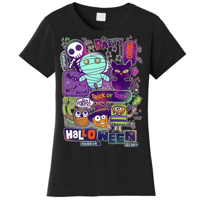 Halloween Party Doodles Women's T-Shirt