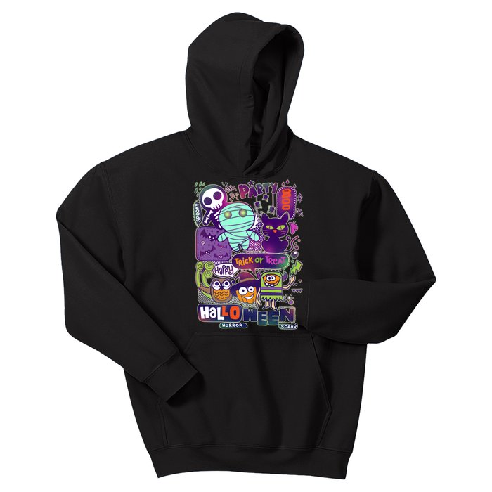 Halloween Party Doodles Kids Hoodie