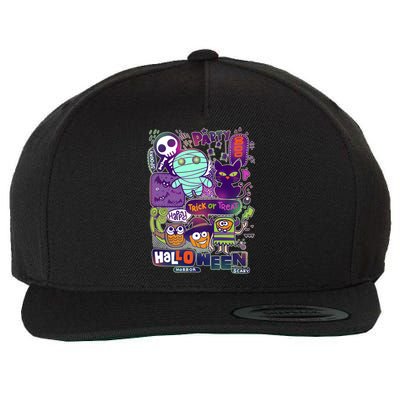 Halloween Party Doodles Wool Snapback Cap