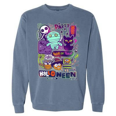 Halloween Party Doodles Garment-Dyed Sweatshirt