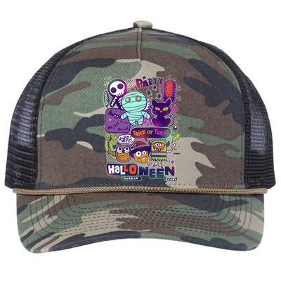 Halloween Party Doodles Retro Rope Trucker Hat Cap